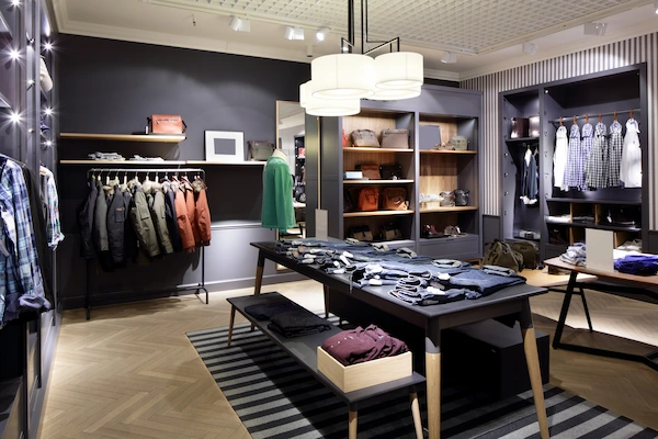 luxury retail store with custom product display fixtures