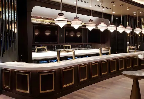Custom millwork at a luxury commercial bar.