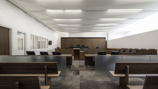 Courtroom with benches