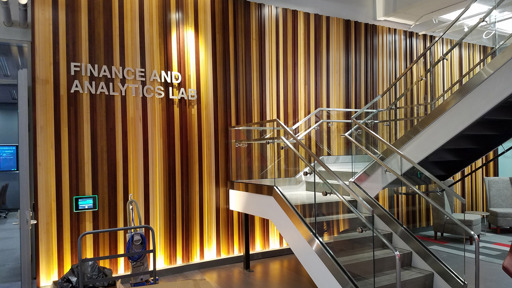 an office with stairs