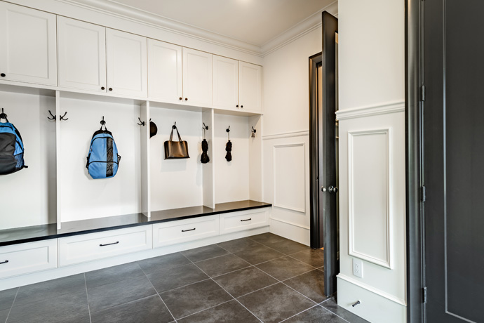 Entryway that have individual spaces for coats