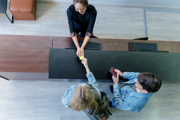 Top view of a reception desk