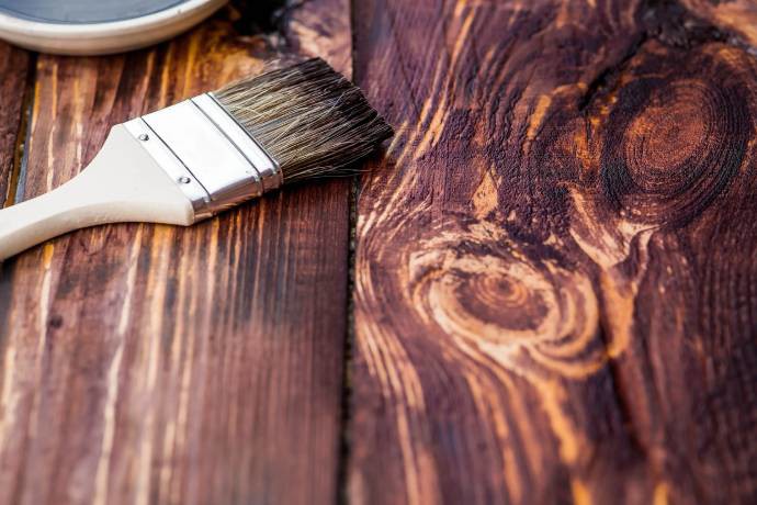 Stained wood with brush