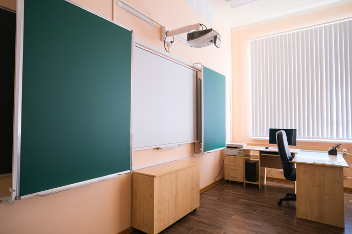 A blackboard with whiteboard in the middle
