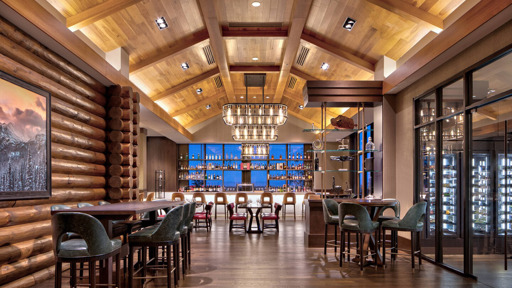 log cabin bar wood ceiling