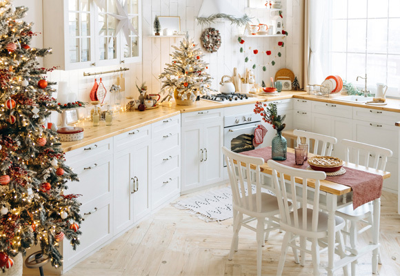 Christmas theme kitchen with dining