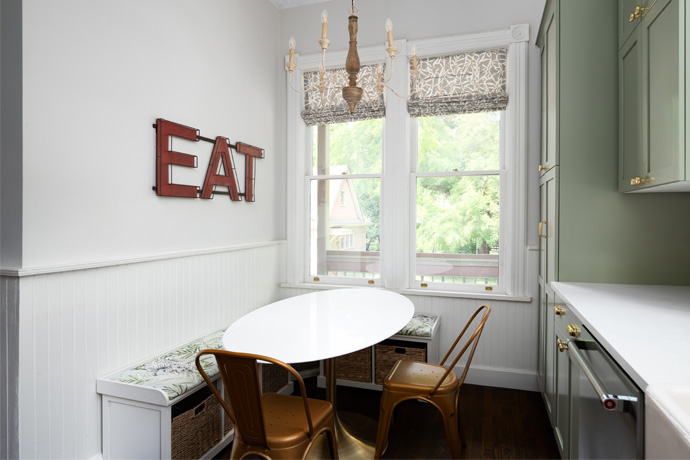 Banquette with storage boxes