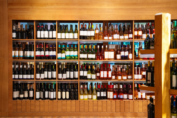 Wooden cabinet with wine