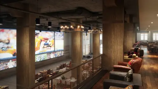 Overhead shot of massive sports bar