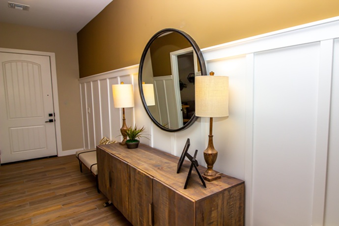 console with mirror