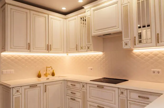 Kitchen with under-cabinet lighting