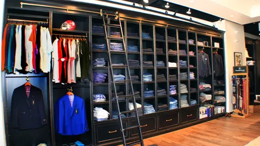 custom woodworking design at mens retail store angle 2