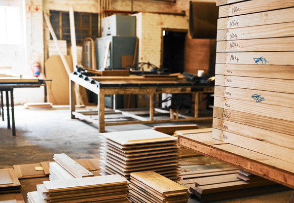 A photo of a wood workshop  