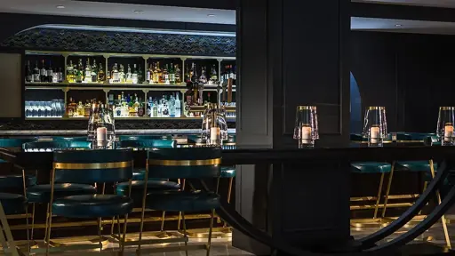 custom bar woodworking at hotel allegro