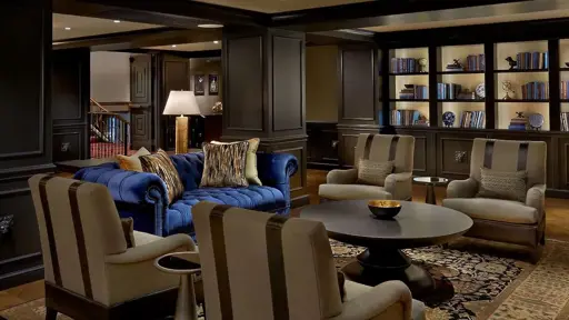 Custom woodworking wall trims in hotel allegro library